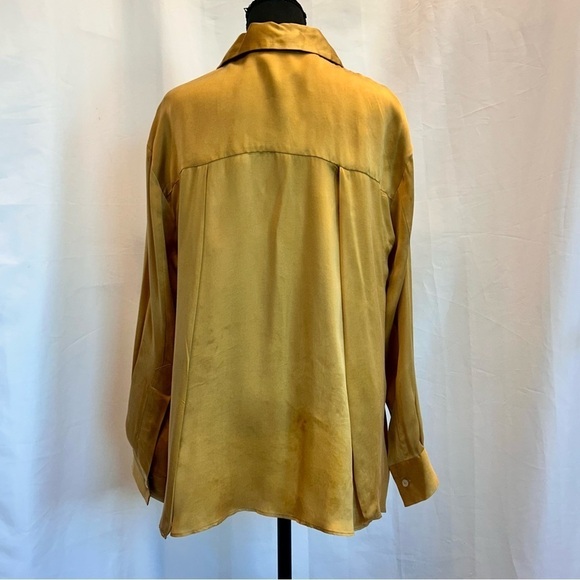 Zara studio collection mustard yellow artistic paint splatter blouse S NWOT RARE - Picture 5 of 15
